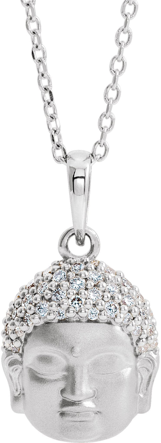 Platinum Round Natural Diamond Buddha Necklace or Pendant