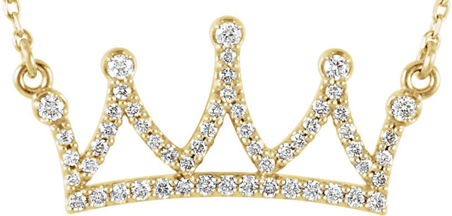 14K Gold Crown Necklace - Yellow Gold