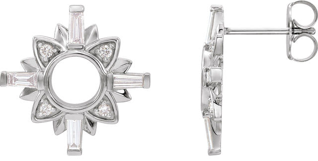 Platinum Tapered Baguette Natural Diamond Accented Earrings