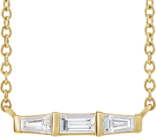 14K Gold Three-Stone Bar Necklace - Yellow Gold