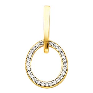 14K Gold Round Natural Diamond Accented Circle Pendant – 1/4 CTW