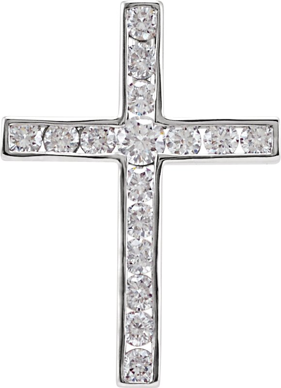 14K Gold Cross Pendant – 17.5x12.6mm - White Gold