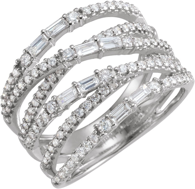 14K Gold Natural Diamond Negative Space Ring IV - White Gold