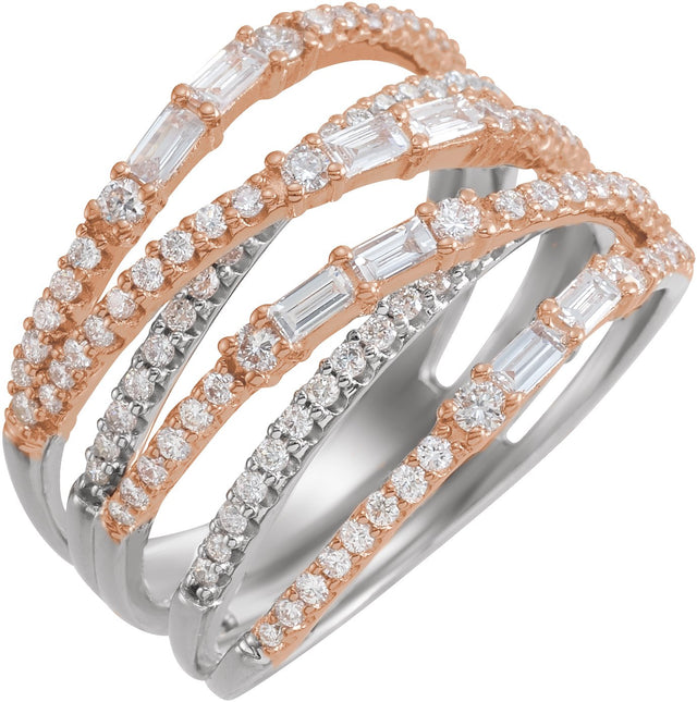 14K Gold Natural Diamond Negative Space Ring IV - Two-Tone