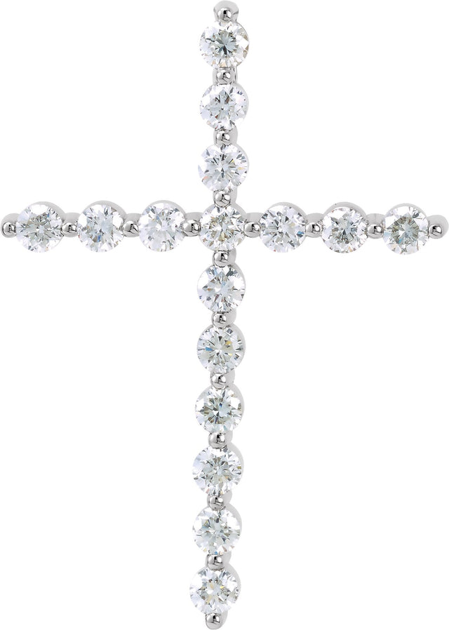 Platinum Round Lab-Grown Diamond Cross Necklace or Pendant