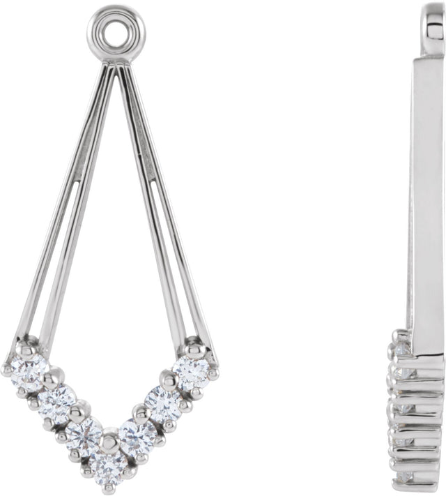 14K Gold Natural Diamond Geometric Earring Jackets - White Gold