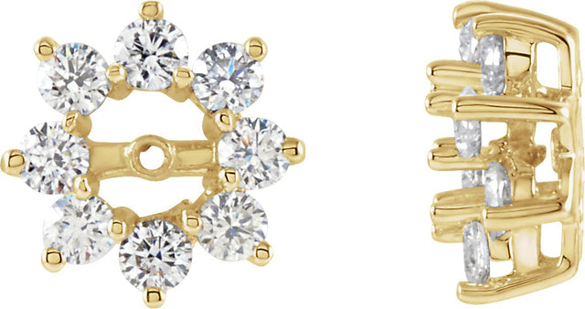 14K Gold Natural Diamond Halo-Style Earring Jackets VII - Yellow Gold