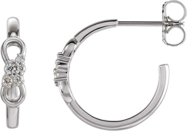 14K Gold Natural Diamond Infinity-Inspired Hoop Earrings - White Gold