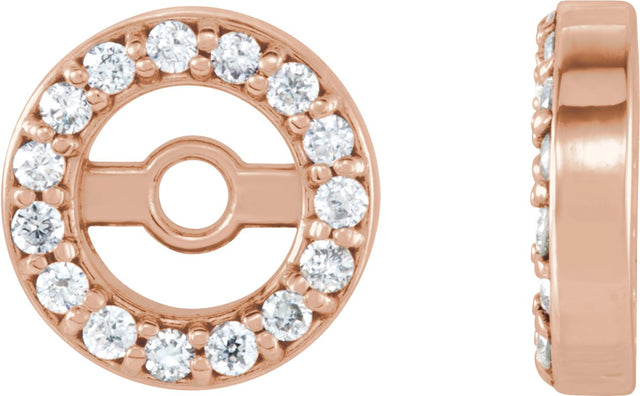 14K Gold Natural Diamond Halo-Style Earring Jackets XIV - Rose Gold
