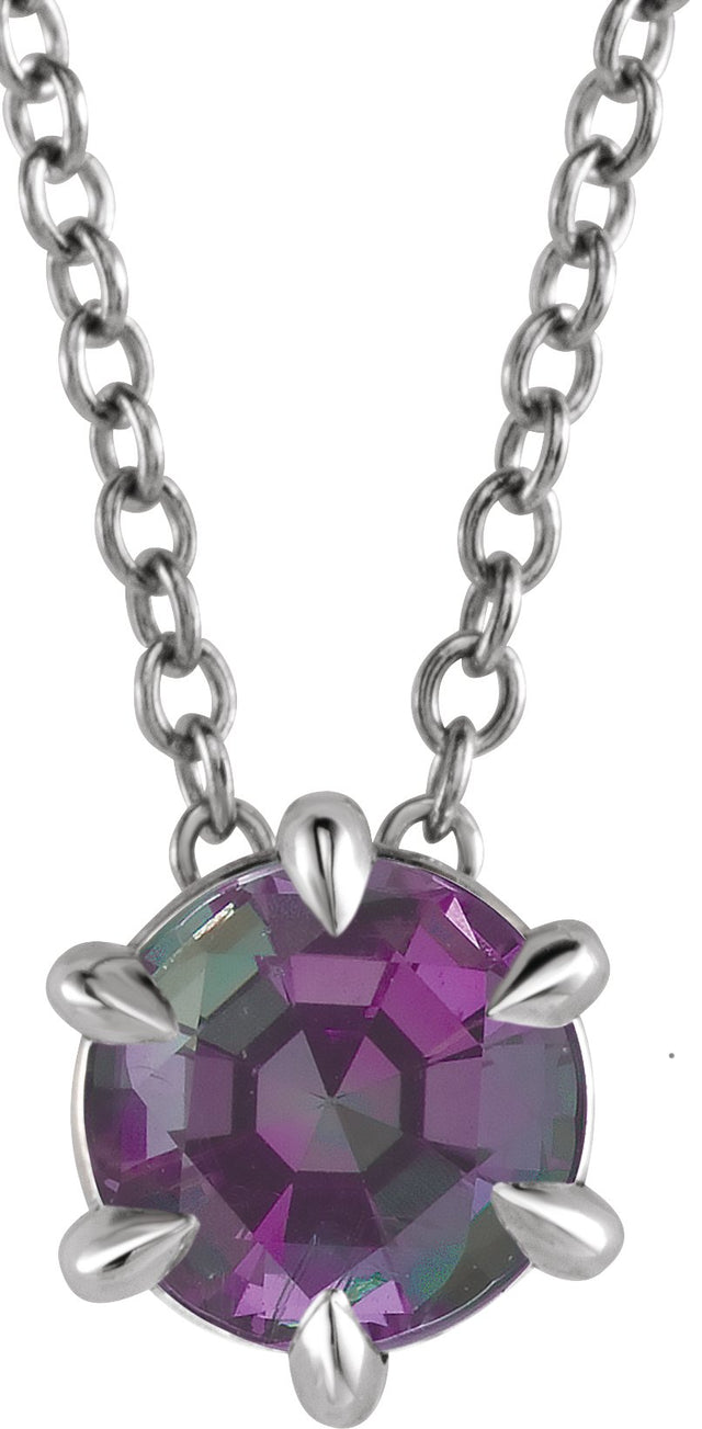 Platinum Round Lab-Grown Alexandrite Solitaire Necklace or Slide Pendant II
