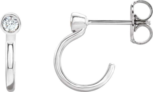 Platinum Round Natural Diamond Bezel-Set Hoop Earrings – 2-3mm Stones