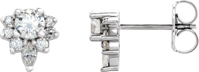 Platinum Round Natural Diamond Accented Earrings – 3.5mm Stones