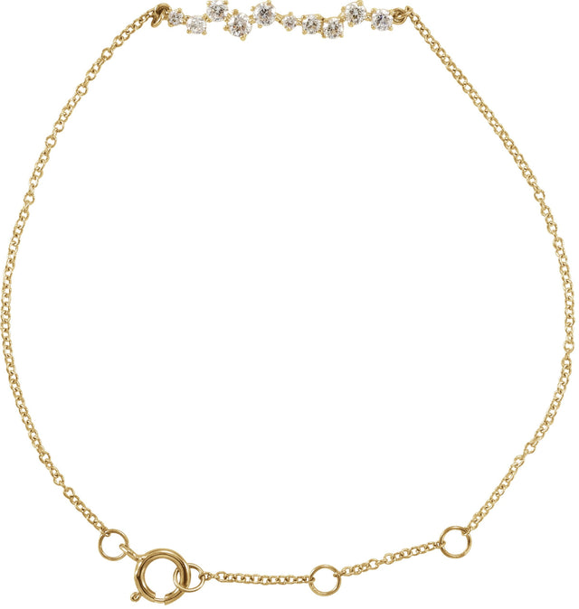 14K Gold Round Natural Diamond Accented Bar Bracelet – 22.7x4mm - Yellow Gold