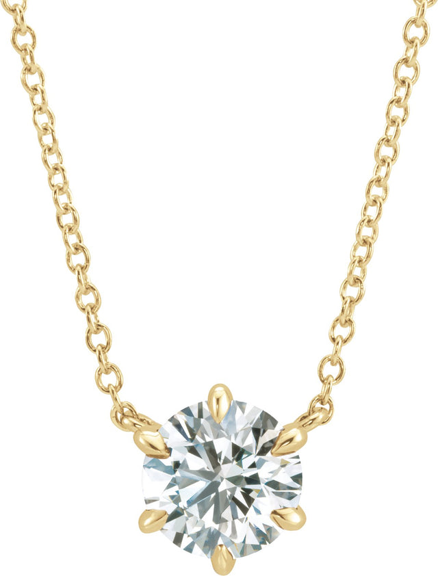 14K Gold Round Lab-Grown Diamond Solitaire Necklace - Yellow Gold