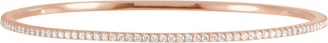 14K Gold Round Natural Diamond Accented Bangle Bracelet – 1.1-2.4mm Stones - Rose Gold