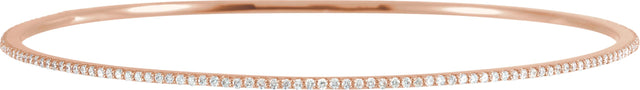 14K Gold Round Lab-Grown Diamond Accented Bangle Bracelet - Rose Gold