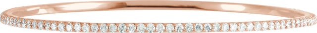 14K Gold Round Lab-Grown Diamond Accented Bangle Bracelet - Rose Gold