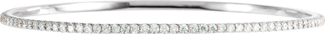 14K Gold Round Lab-Grown Diamond Accented Bangle Bracelet - White Gold