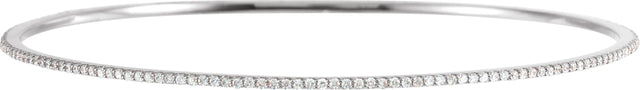 14K Gold Round Lab-Grown Diamond Accented Bangle Bracelet - White Gold