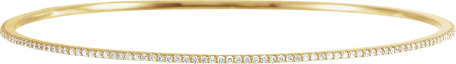 14K Gold Round Lab-Grown Diamond Accented Bangle Bracelet - Yellow Gold