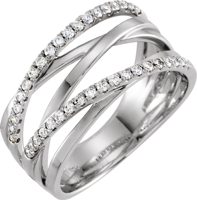 14K Gold Round Natural Diamond Criss-Cross Ring – 1.2mm Stones