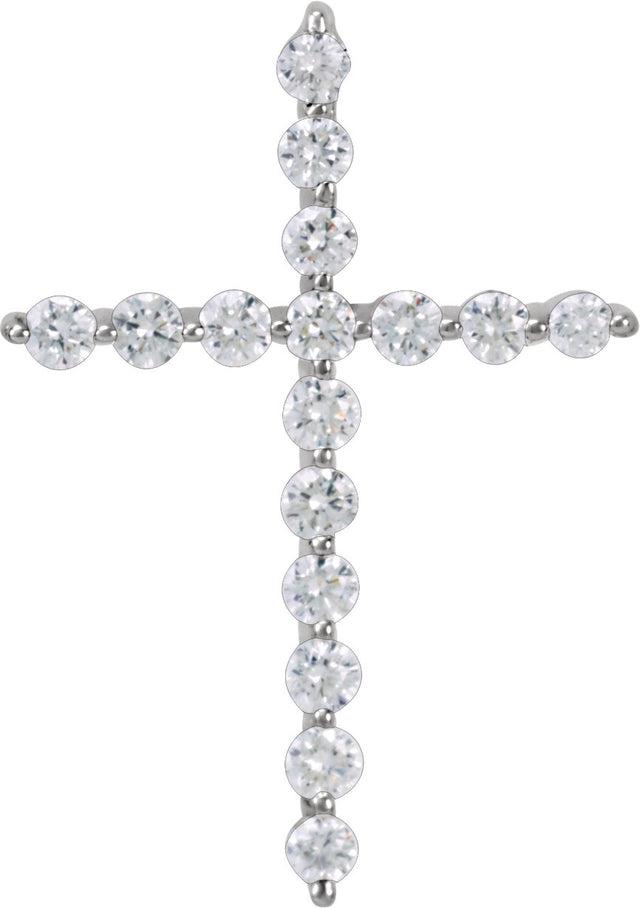 Platinum Round Lab-Grown Diamond Cross Necklace or Pendant