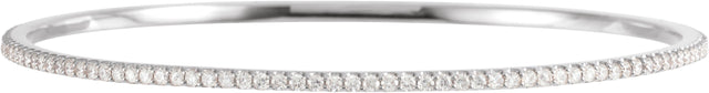 14K Gold Round Lab-Grown Diamond Accented Bangle Bracelet - White Gold