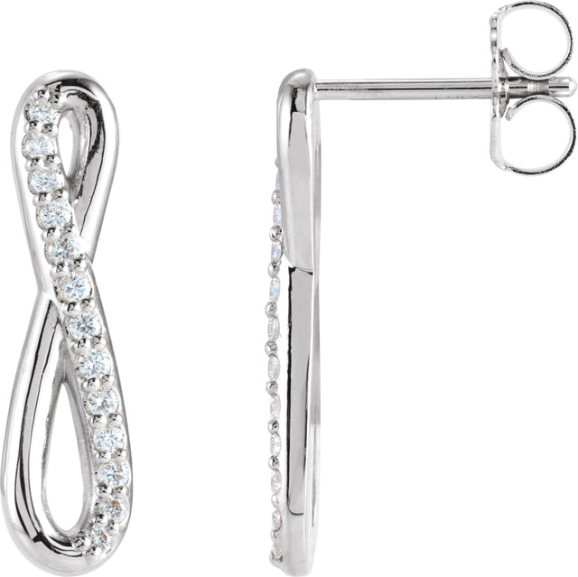 14K Gold Round Natural Diamond Infinity-Inspired Earrings II - White Gold