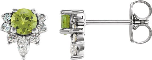 Platinum Round Natural Peridot Accented Earrings