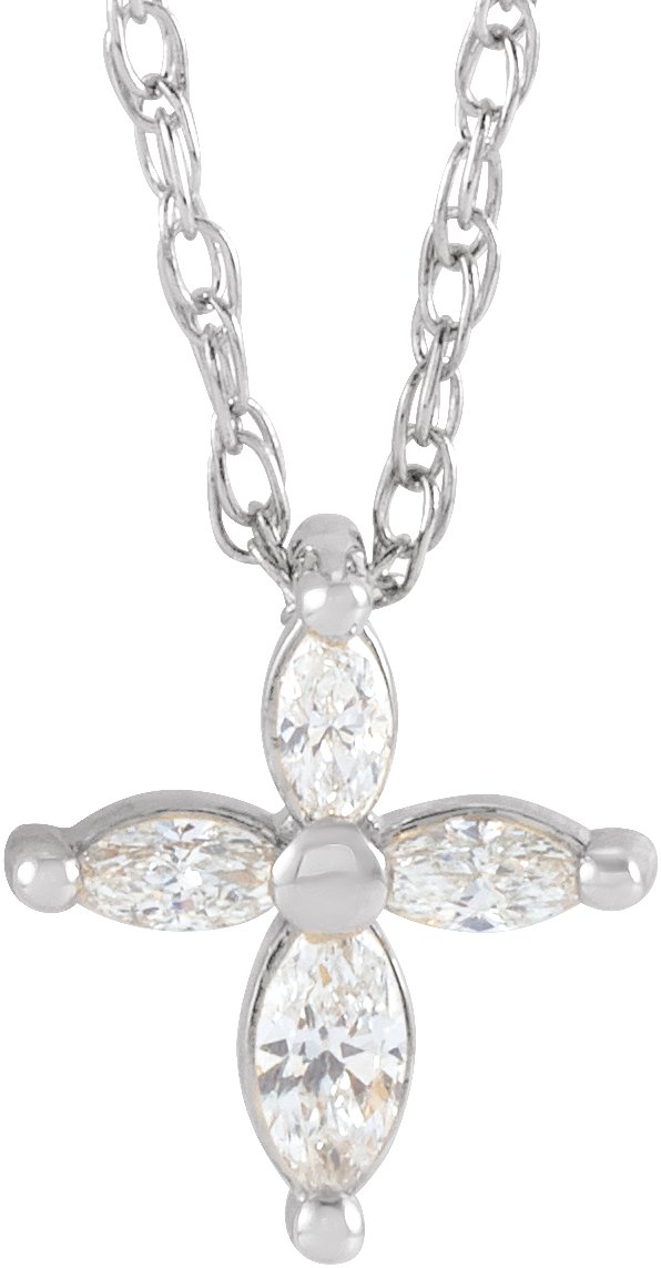 14K Gold Cross Necklace or Pendant - White Gold