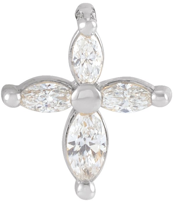 14K Gold Cross Necklace or Pendant - White Gold