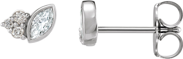 Platinum Marquise Natural Diamond Accented Bezel-Set Earrings