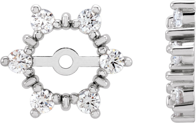 14K Gold Natural Diamond Halo-Style Earring Jackets IX - White Gold