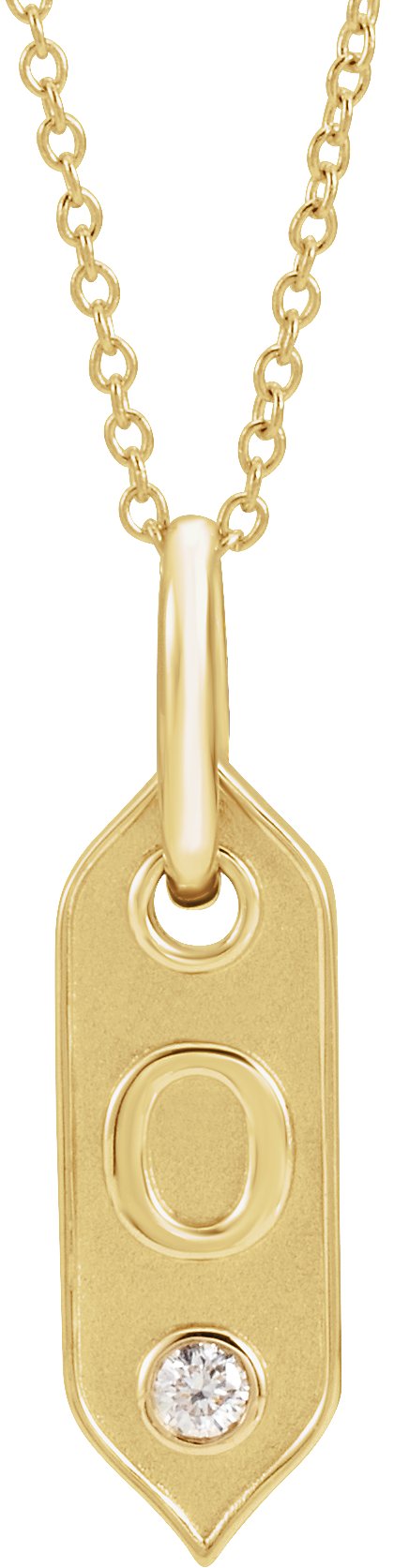 14K Gold Round Natural Diamond Initial Necklace - Yellow Gold