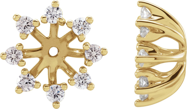 14K Gold Natural Diamond Halo-Style Earring Jackets No. 21 - Yellow Gold