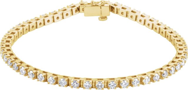14K Gold Round Natural Diamond Line Bracelet - Yellow Gold