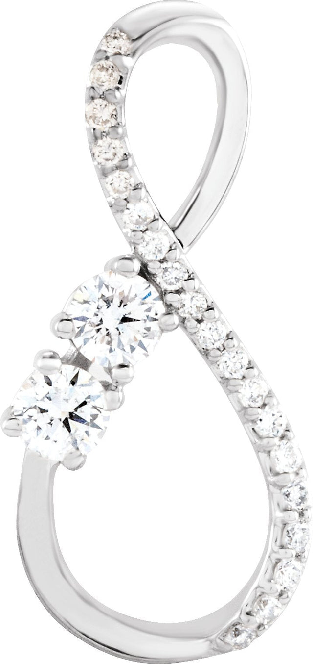 14K Gold Round Natural Diamond Infinity-Inspired Pendant