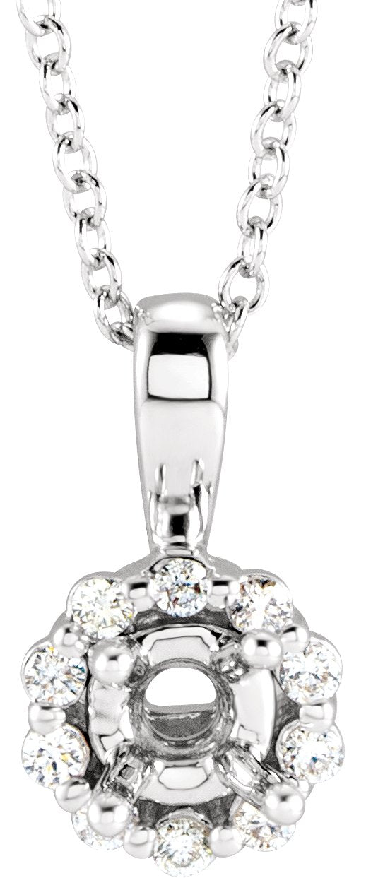 14K Gold Round Natural Diamond Halo-Style Necklace – up to 1/4 CTW