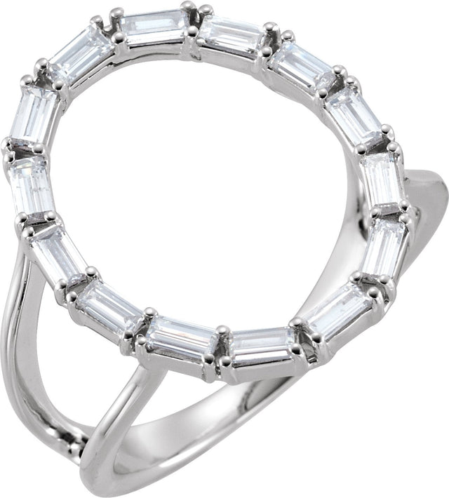14K Gold Straight Baguette Natural Diamond Negative Space Ring II - White Gold