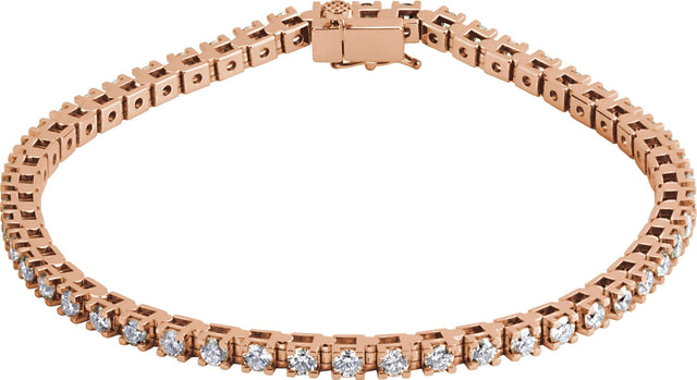 14K Gold Round Lab-Grown Diamond Line Bracelet – 2.7mm Stones - Rose Gold