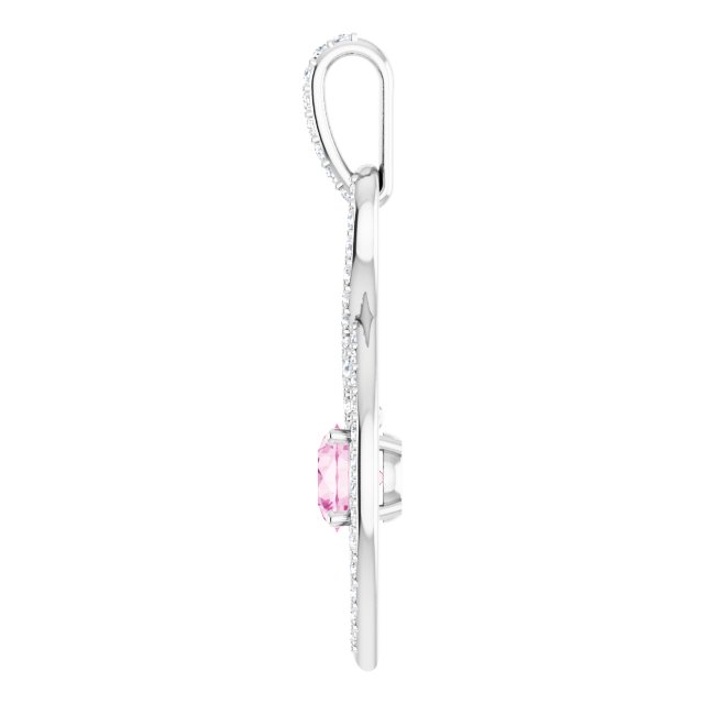 14K Gold Round Natural Pink Sapphire Infinity-Inspired Pendant - view 3