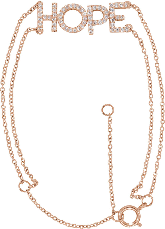 14K Gold Round Natural Diamond Hope Bracelet - Rose Gold