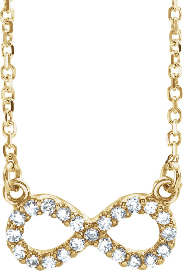 14K Gold Round Natural Diamond Infinity Necklace - Yellow Gold