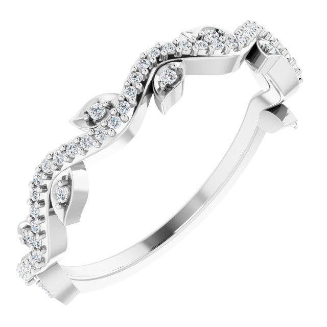 Platinum Round Natural Diamond Leaf Ring