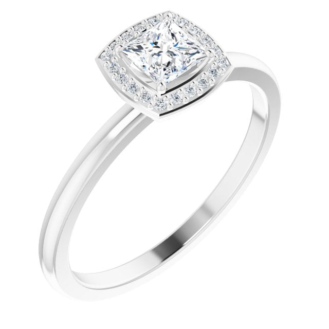 Platinum Square Natural Diamond Halo-Style Ring