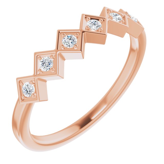 14K Gold Round Natural Diamond Stackable Ring – 1.75mm Stones - Rose Gold
