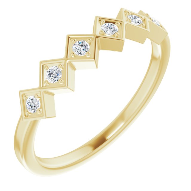 14K Gold Round Natural Diamond Stackable Ring – 1.75mm Stones - Yellow Gold