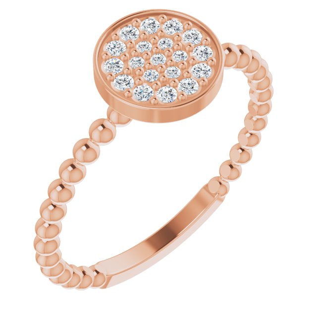 14K Gold Round Natural Diamond Beaded Cluster Ring - Rose Gold