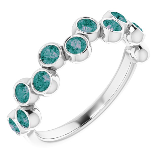14K Gold Round Lab-Grown Alexandrite Bezel-Set Ring - White Gold
