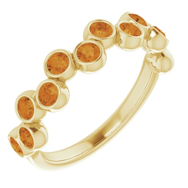 14K Gold Round Natural Citrine Bezel-Set Ring – 2.5mm Stones - Yellow Gold